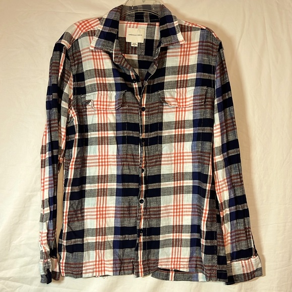 American Eagle Outfitters Other - American Eagle Orange Blue White Plaid Button Down Shirt- Mens